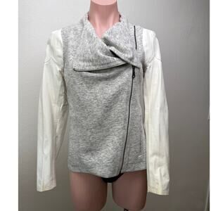 Truth and Pride Ivory Leather Heathered Zip Jacket Womens XS